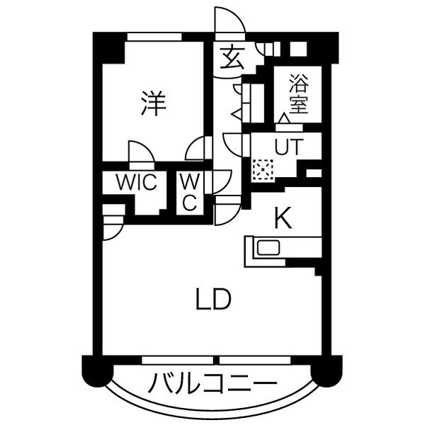 B 1LDKの間取り図