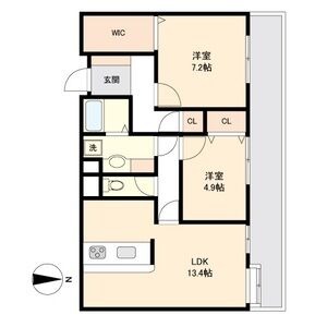 C 2LDKの間取り図