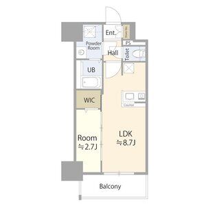 B 1LDKの間取り図