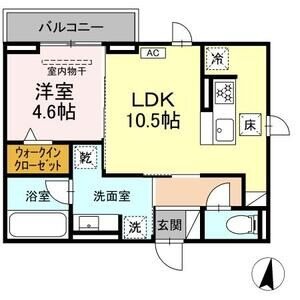A1 1LDKの間取り図