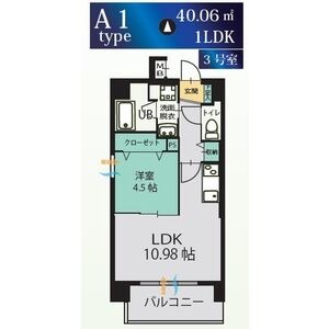 403 1LDKの間取り図