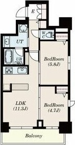 B 2LDKの間取り図