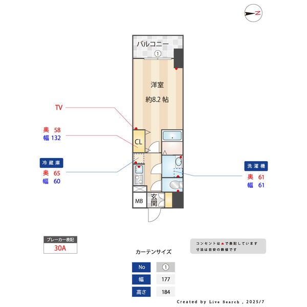 D 1Kの間取り図