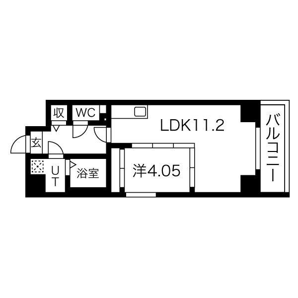 A' 1LDKの間取り図