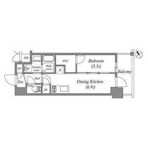 E 1DKの間取り図