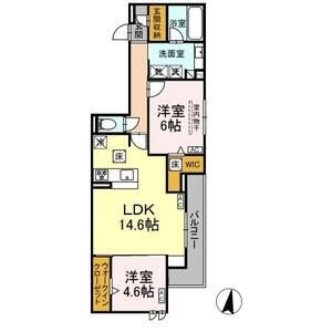 B1 2LDKの間取り図