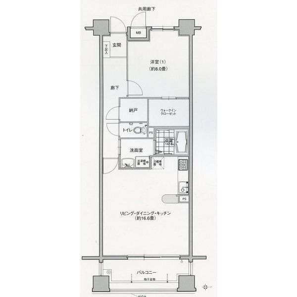 C 1LDKの間取り図
