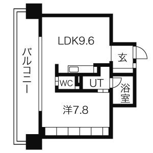 C 1LDKの間取り図