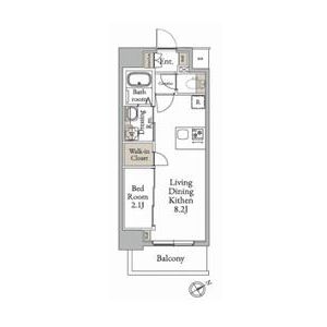 A' 1LDKの間取り図