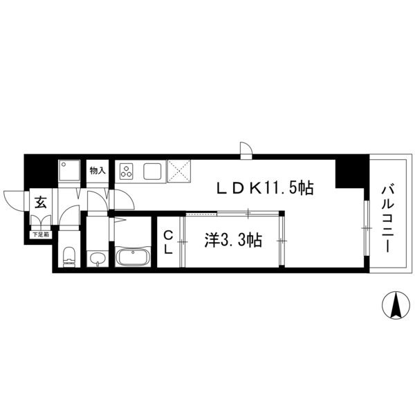 503 1LDKの間取り図