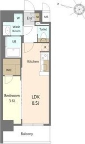 E1 1LDKの間取り図