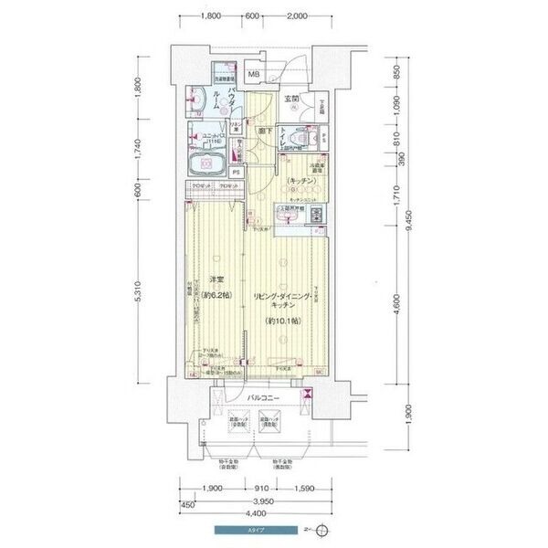 301 1LDKの間取り図