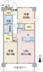 B 2LDKの間取り図