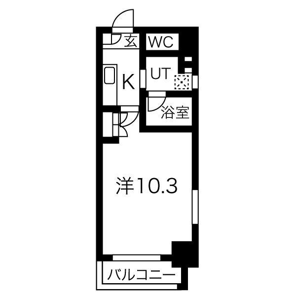 D 1Kの間取り図