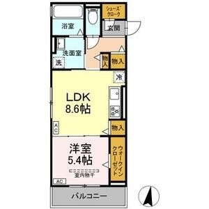 B2 1LDKの間取り図