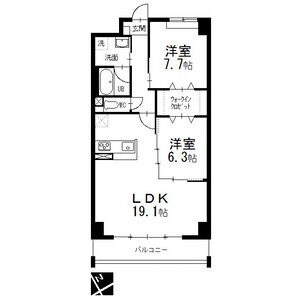 B 2LDKの間取り図