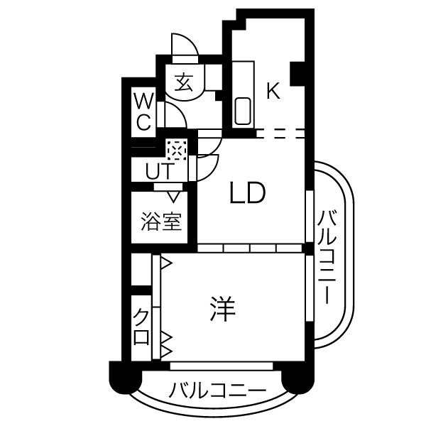 G 1LDKの間取り図