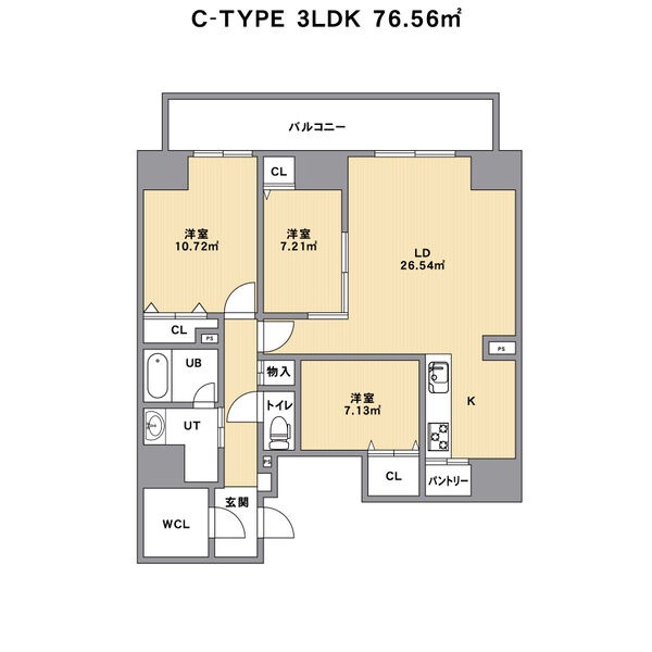C 3LDKの間取り図