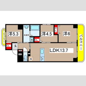 A 2LDKの間取り図