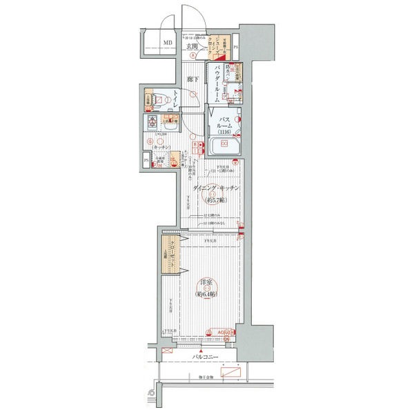 F' 1DKの間取り図