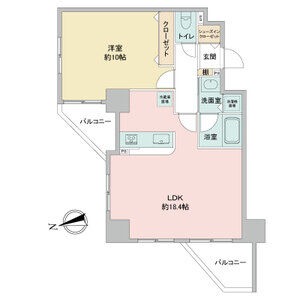 C 1LDKの間取り図