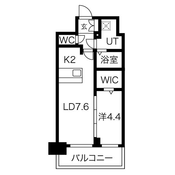F2 1LDKの間取り図