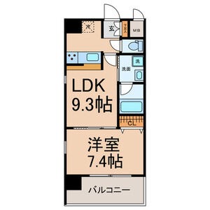 E 1LDKの間取り図
