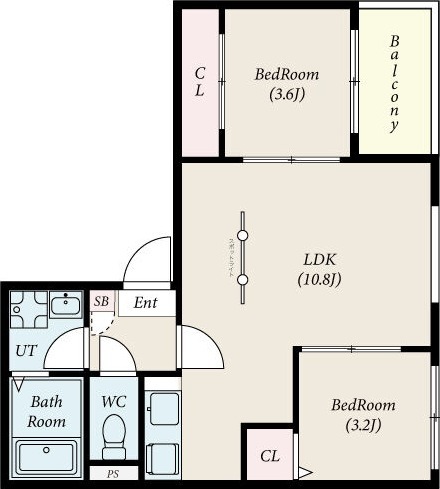 C 2LDKの間取り図