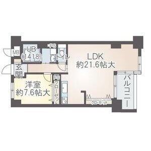 1102 1LDKの間取り図