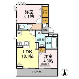 302 2LDKの間取り図