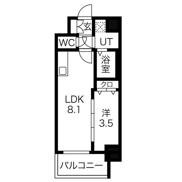 A2 1LDKの間取り図