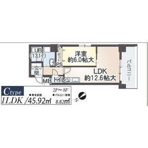 802 1LDKの間取り図