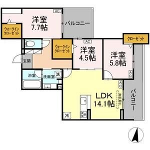 A2 3LDKの間取り図