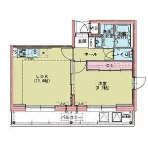 H 1LDKの間取り図