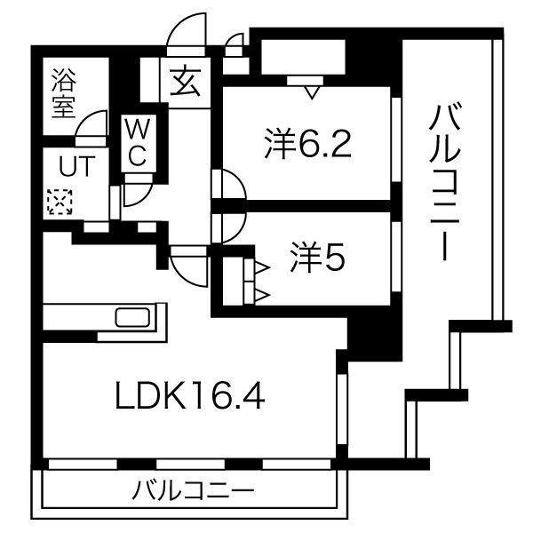 H 2LDKの間取り図