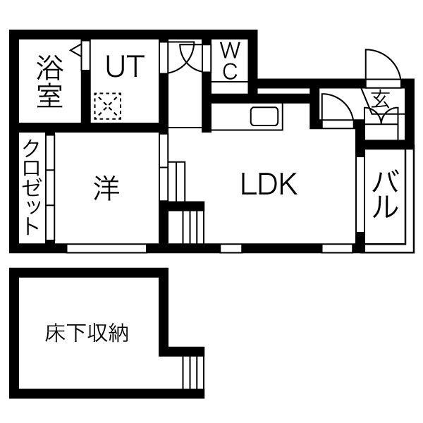 101 1LDKの間取り図