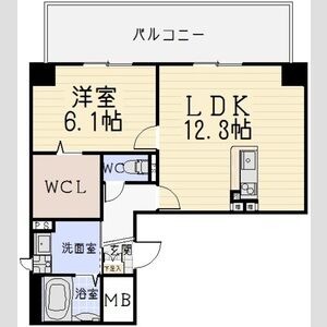 C 1LDKの間取り図