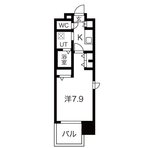 D 1Kの間取り図