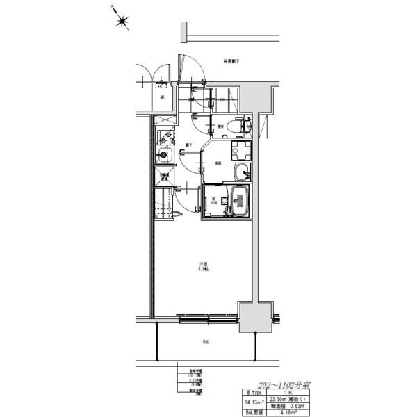 B 1Kの間取り図