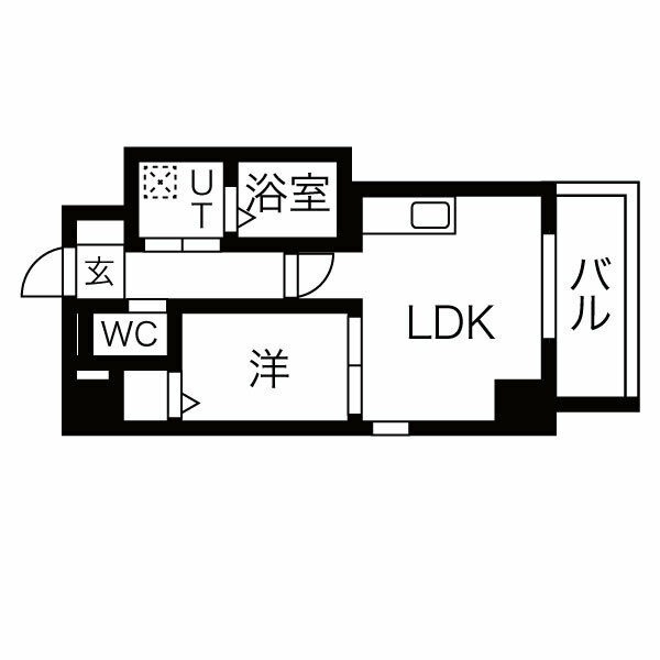 C 1LDKの間取り図