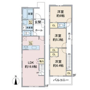 1号棟 3LDKの間取り図