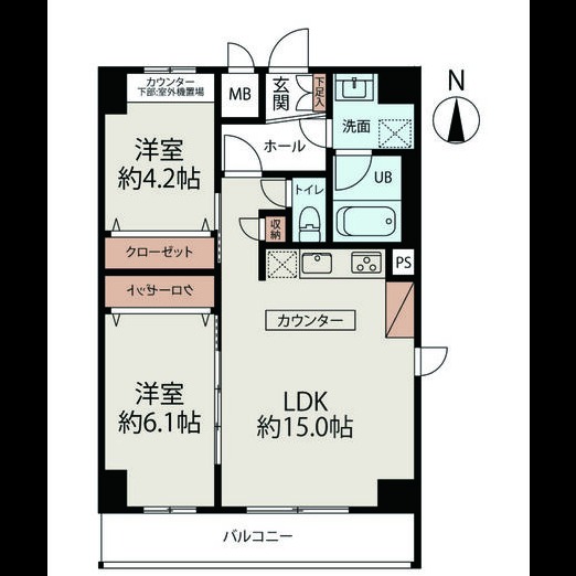 B 2LDKの間取り図