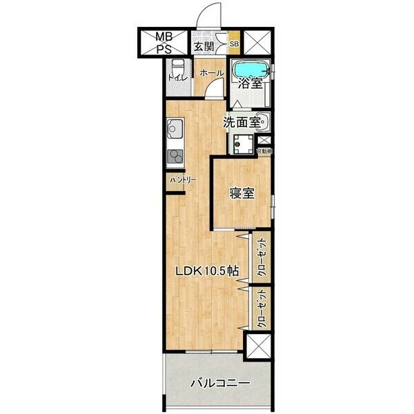 C 1LDKの間取り図