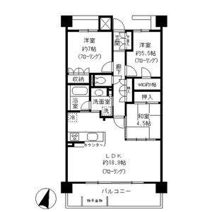 D 3LDKの間取り図