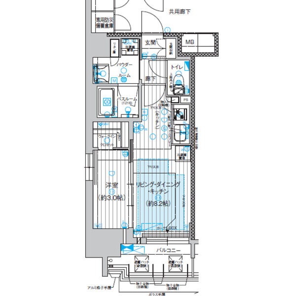 C 1LDKの間取り図