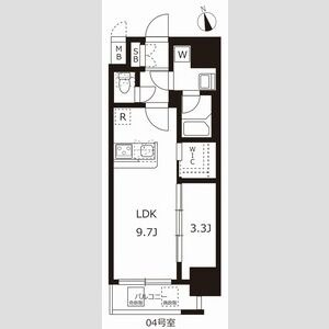 1204 1LDKの間取り図