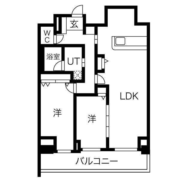 2LDKの間取り図