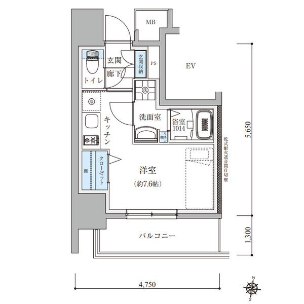 A 1Rの間取り図