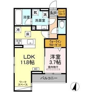 E1 1LDKの間取り図