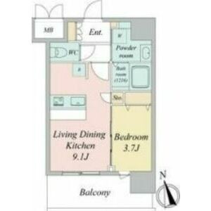 E 1LDKの間取り図